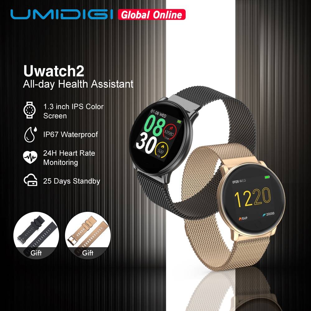 Умные часы UMIDIGI Uwatch2 для Andriod, IOS 1,33 "Полный сенсорный экран IP67 25 дней в режиме ожидания 7 спортивных режимов полностью металлический Unibody reloj