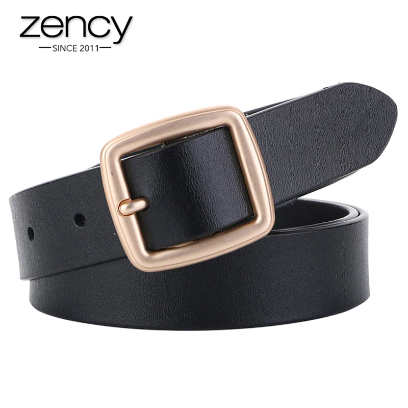 Женские ремни Zency, роскошный бренд, 100% натуральная кожа, высокое качество, модный ремень с пряжкой на талии для джинсов, черный, белый, коричневый