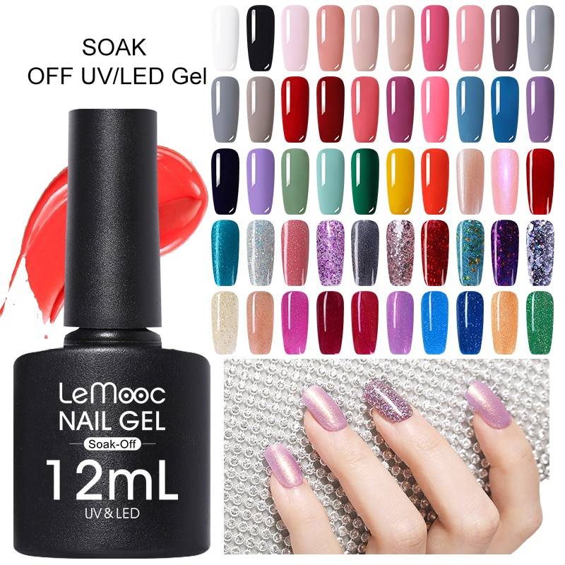 LEMOOC 12 мл Блестящий Гель-лак для ногтей Блестящий Фиолетовый Красный Серебряный цвет долговечный впитывающий УФ гель для ногтей Гель-лак
