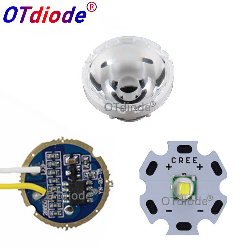 Cree XM-L LED T6 White Light with 20mm star pcb+ 3.7V 5modes led Driver +T6 15degree led Lens with Base Holder kit