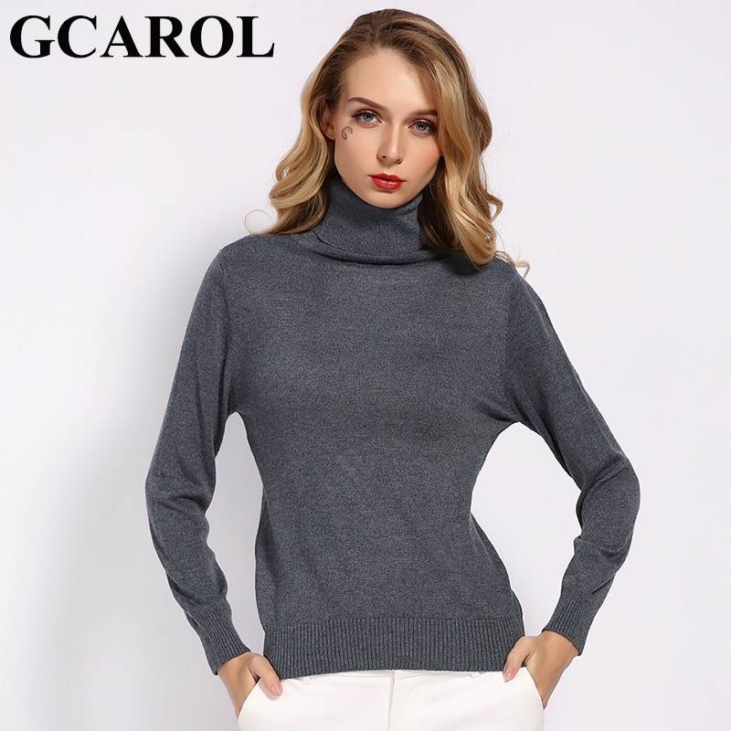 GCAROL, новинка, Осень-зима, 30% шерсть, водолазка, свитер, мягкая ручка, теплый женский джемпер, OL, вязаный пуловер, S-3XL