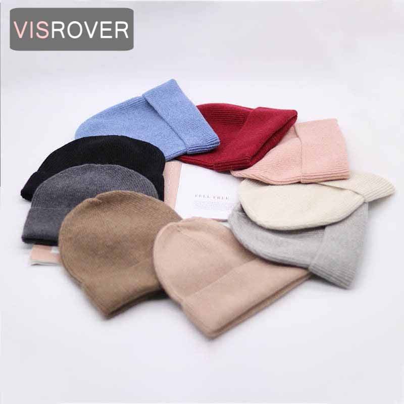 VISROVER/6 цветов; сезон осень-зима; однотонные кашемировые шапки для женщин; Новинка; кашемировые теплые шапки унисекс; Повседневная Высококачественная шапка
