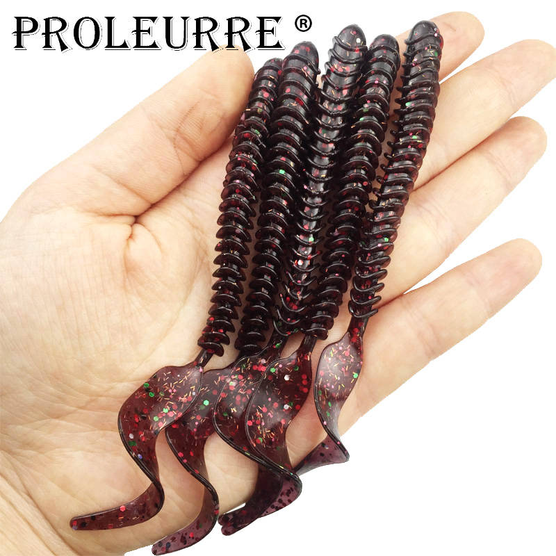 5 шт./лот локон Мягкая приманка червяк 105 мм 3 г джигинг рыболовные приманки, наживки искусственные силиконовые приманки длинный хвост плавающие наживки рыболовные снасти