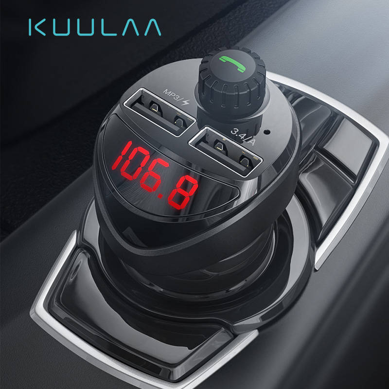 Автомобильное зарядное устройство KUULAA FM Транс Ми ттер Bluetooth автомобильный аудио mp3-плеер TF карта Автомобильный комплект 3.4A двойное автомобильное usb-устройство для зарядки телефона для xiaomi mi