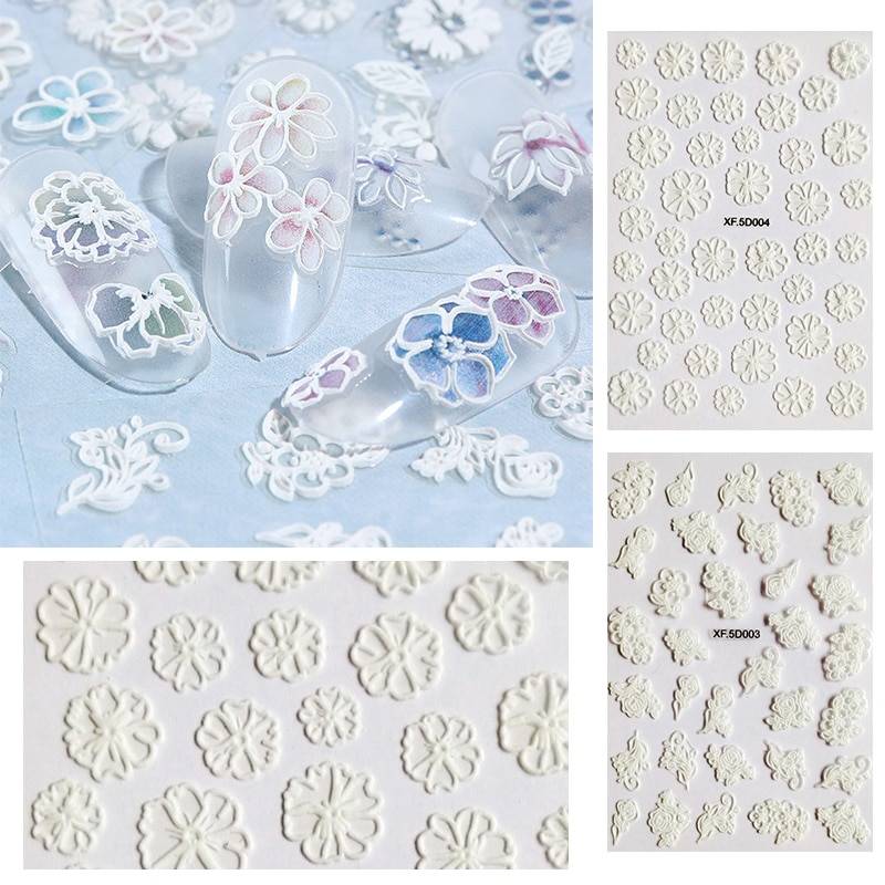 1 лист 5D наклейка для ногтей s тисненая наклейка для ногтей ломтик цветок переводная наклейка для дизайна ногтей DIY 3D украшение для ногтей