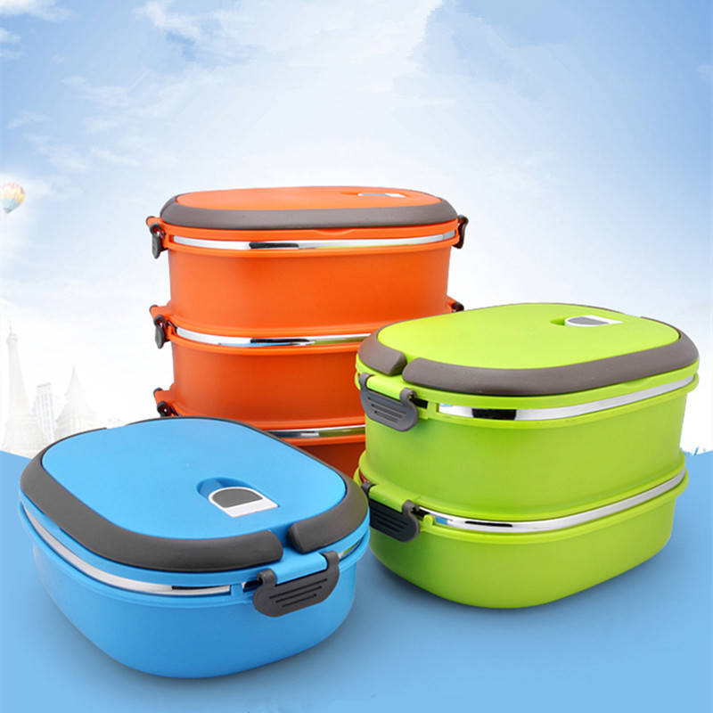 Прямоугольная многослойная коробка из нержавеющей стали, Студенческая двухслойная коробка для сохранения изоляции, детский Ланч-бокс