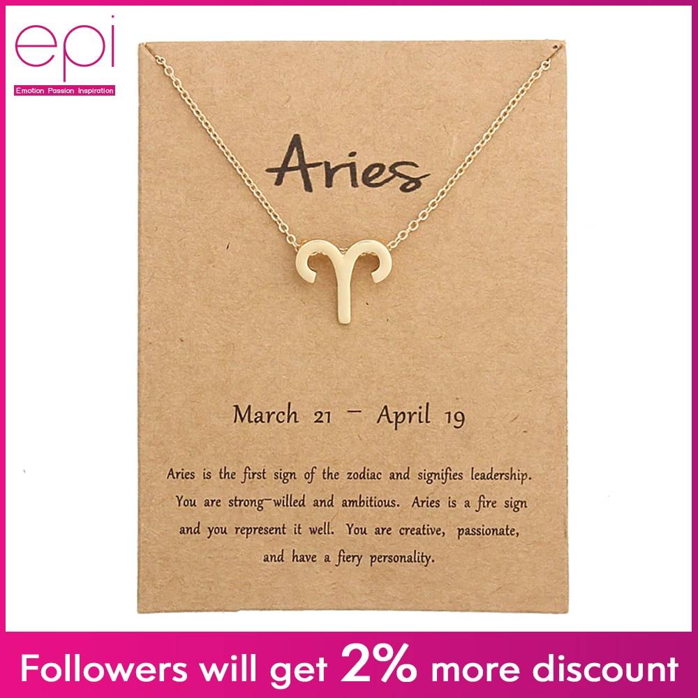 EPI 12 созвездий подвеска, золотая цепочка ювелирные изделия колье Знак зодиака изготовленный на заказ ожерелье в подарок на день рождения открытка для Для женщин и девочек