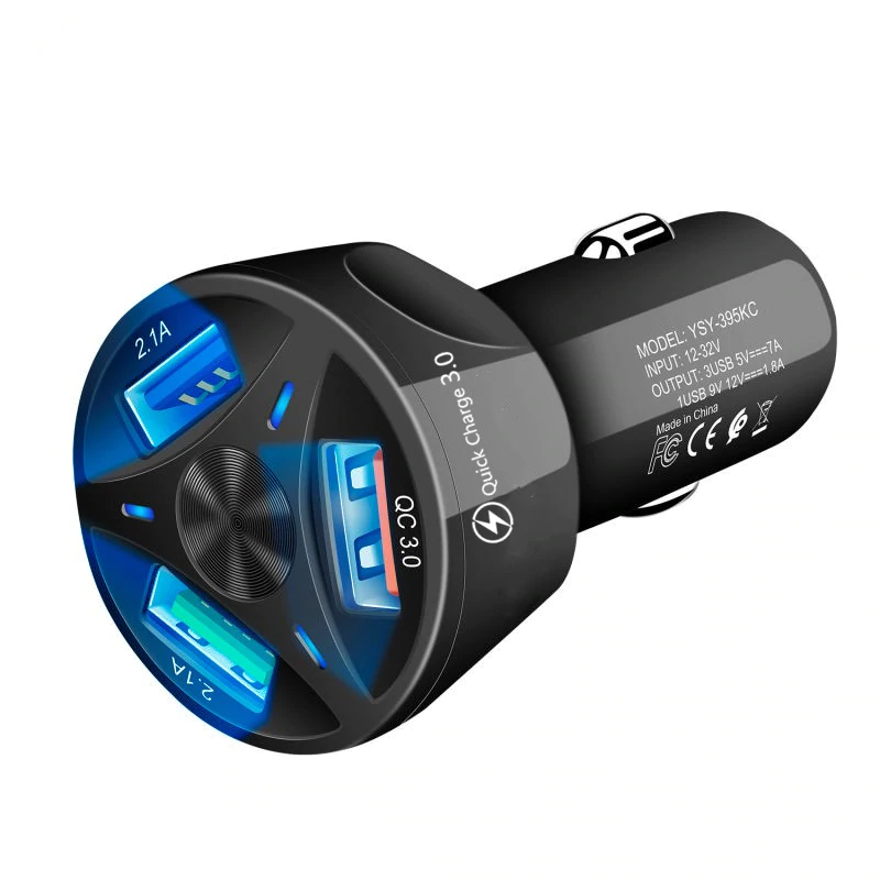 Автомобильное зарядное устройство USB Quick Charge 3,0 4,0 Универсальный 18 Вт быстрой зарядки в автомобиле с 4 портами мобильный телефон зарядное устройство для samsung s10 iphone 11 7