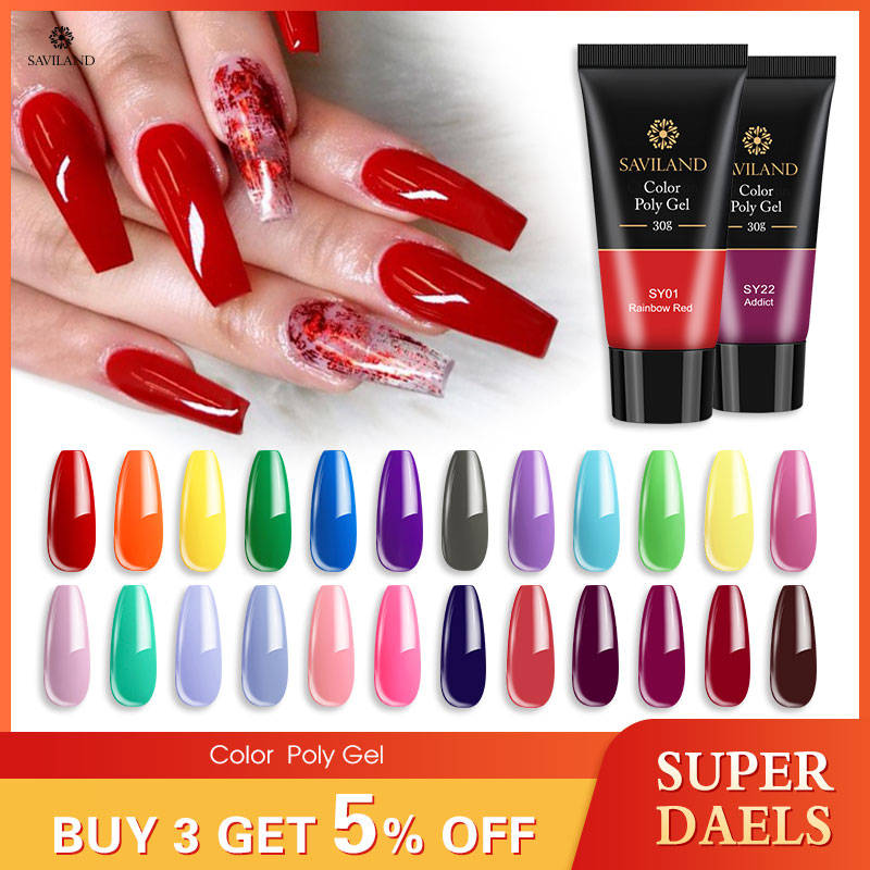 SAVILAND 30 мл цветной полигель неоновый термальный 58 цветов Быстрый строительный полигель УФ твердый строительный полигель лак для ногтей для дизайна ногтей