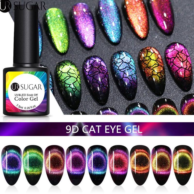 UR SUGAR 7,5 мл 9D Galaxy Гель-лак для ногтей с эффектом «кошачий глаз» Хамелеон для использования с магнитом замочить от УФ светодиодный лак для ногтей Полупостоянный гель лак