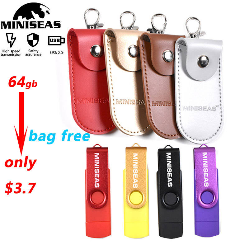 Miniseas Otg, 9 цветов, Usb флеш-накопитель, 64 ГБ, флешка, 32 ГБ, память, usb 2,0, флеш-накопитель для смартфонов, ПК