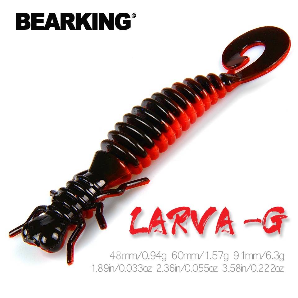 BEARKING Larva, мягкие приманки, 48 мм, 60 мм, 91 мм, искусственные приманки, рыболовные червь, силиконовые приманки для ловли рыбы, приманки для ловли рыбы, приманки для ловли гольяна, пластиковые приманки