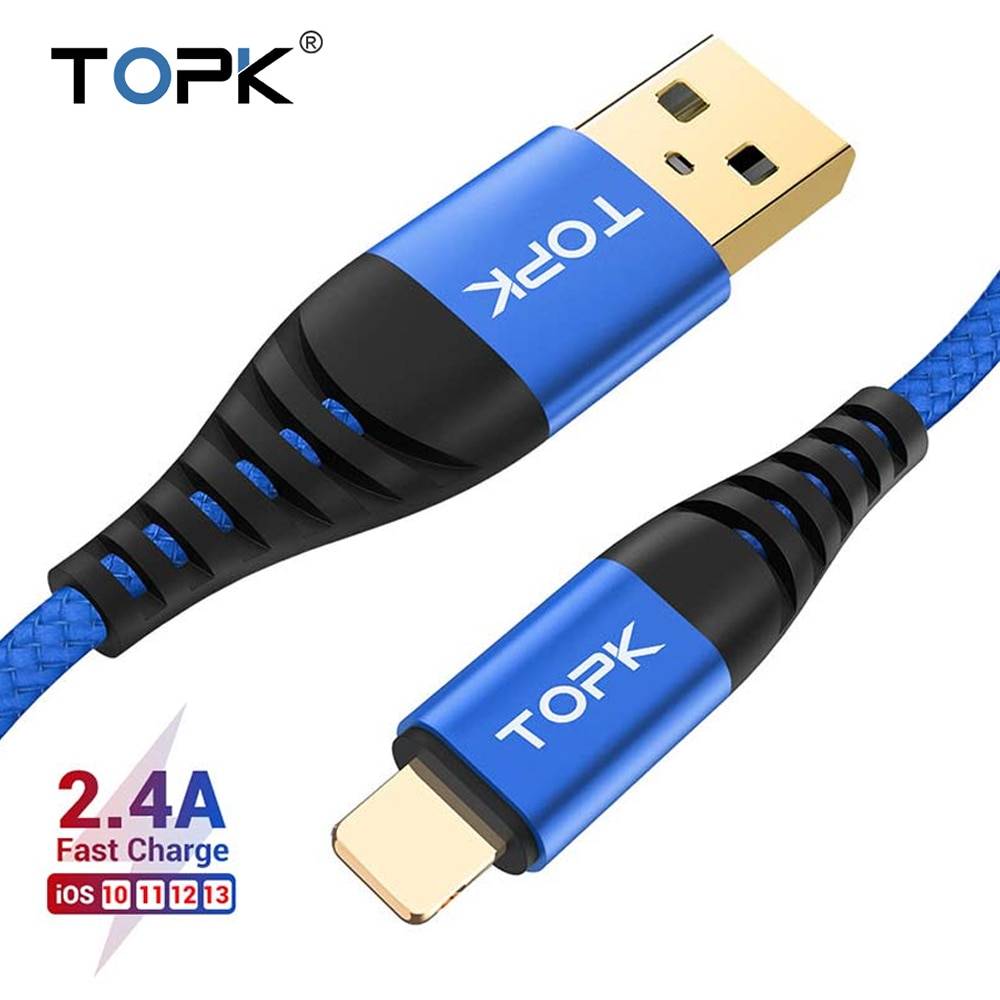 TOPK AN42 USB кабель для iPhone 11 Pro Max Xs Max 8 7 6 Plus 5 5S iPad Быстрая зарядка кабель для мобильного телефона 1 м 2 м 3 м