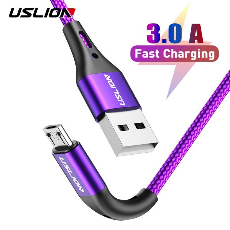 USLION 2m 3m Micro USB кабель 3A кабель для быстрой зарядки данных для Xiaomi Redmi 4X Samsung J7 Android мобильный телефон Microusb зарядное устройство