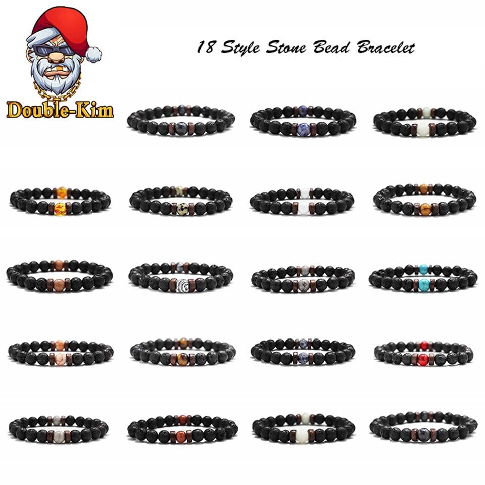 18 стиль, натуральный камень, браслет из бисера, рок, хип-хоп, рок, уличная культура, цветной камень, мужской браслет, модные трендовые мужские ювелирные изделия