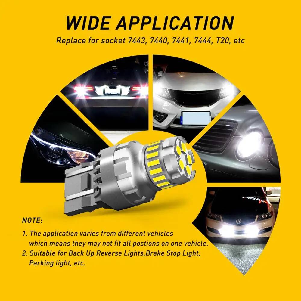 AUXITO 2x 7443 7444 T20 W21/5W Светодиодный светильник для Lada Kalina Granta Vesta DRL Светодиодные лампы 12 В 6500 К Белый Супер яркий 3030 4014 SMD