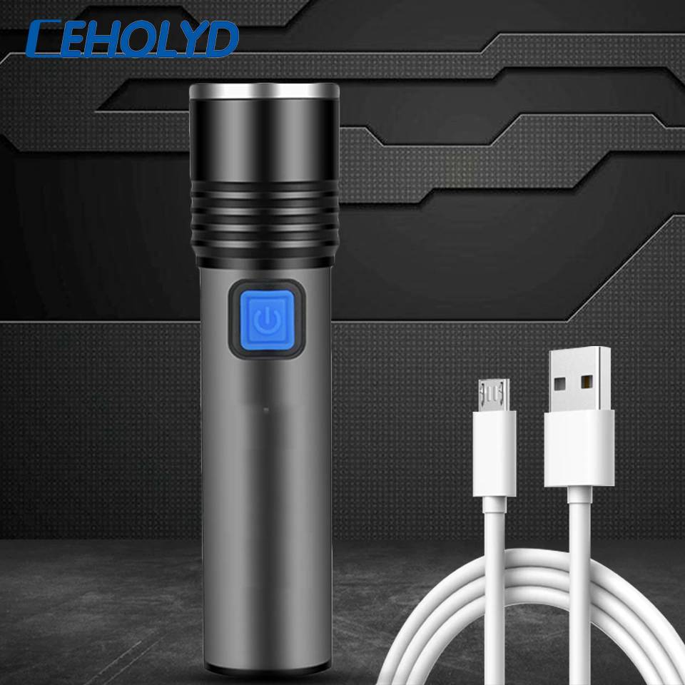 XM-L T6 Super Bright Usb Перезаряжаемый встроенный аккумулятор Светодиодный фонарик Водонепроницаемый фонарь 3 режима Масштабируемый фонарь для кемпинга