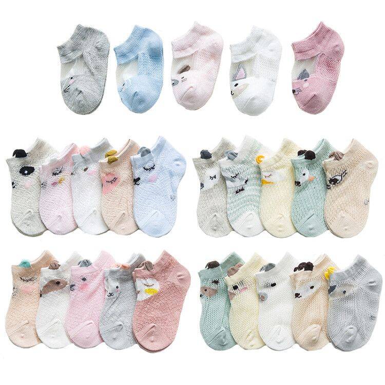 5 Pairs/lot 0 to 7 Years Spring Summer Thin Mesh Socks For Girls Boys Cute Animal Children's Thin Sock Baby Newborn Short Socks