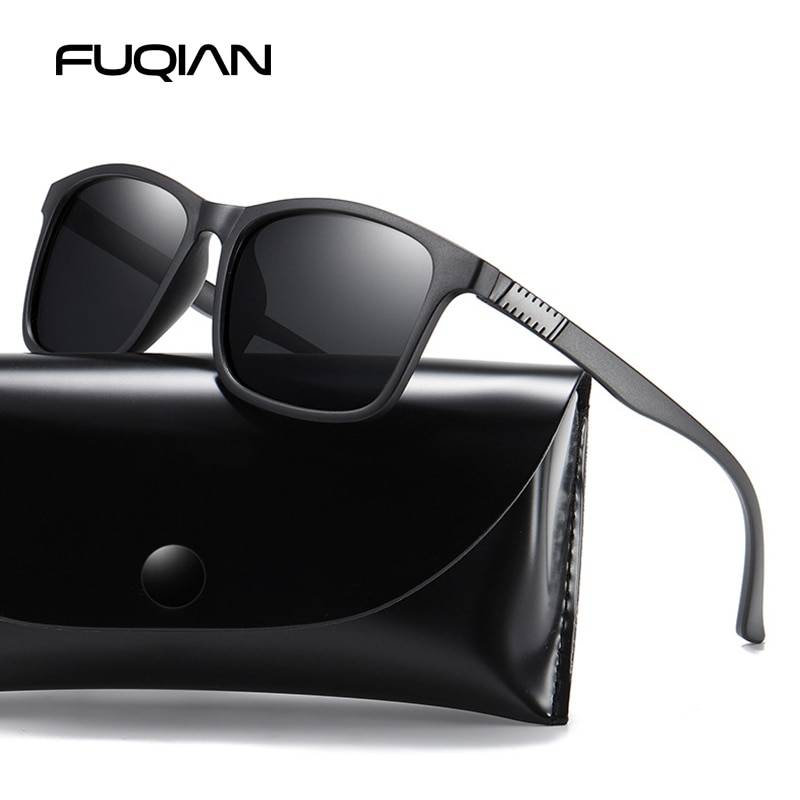 FUQIAN светильник TR90 мужские солнцезащитные очки Классические квадратные поляризованные солнцезащитные очки для мужчин Высокое качество очки для вождения UV400