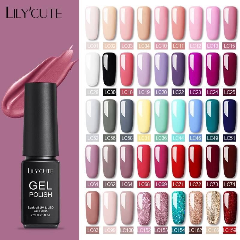 LILYCUTE 7 мл набор гель-лаков УФ Гель-лак для ногтей полупостоянная основа верхнее покрытие лак для ногтей художественный Гель-лак для ногтей