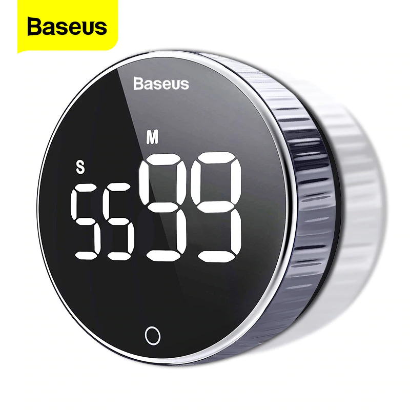 СВЕТОДИОДНЫЙ цифровой кухонный таймер Baseus для приготовления пищи, для душа, для учебы, секундомер, будильник, магнитный электронный таймер для приготовления пищи, таймер обратного отсчета времени