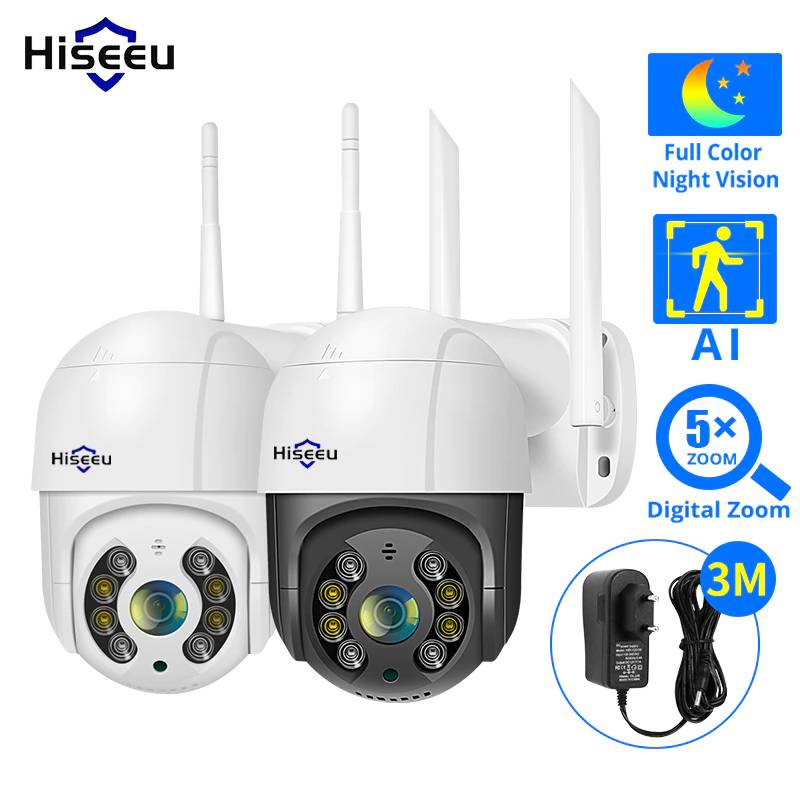 Hiseeu PTZ, Wi-Fi, IP, 2 МП, 1080P, ONVIF, водонепроницаемая, для использования вне помещения, с картой SD, беспроводная IP-камера, приложение для просмотра