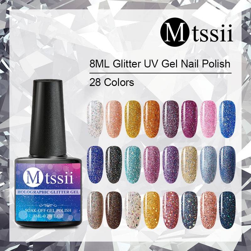 Mtssii для продажи 8 мл голографический лак для ногтей Блестящий УФ-гель для ногтей Платиновый лак Блестящий Маникюр отмачиваемый лак для ногтей