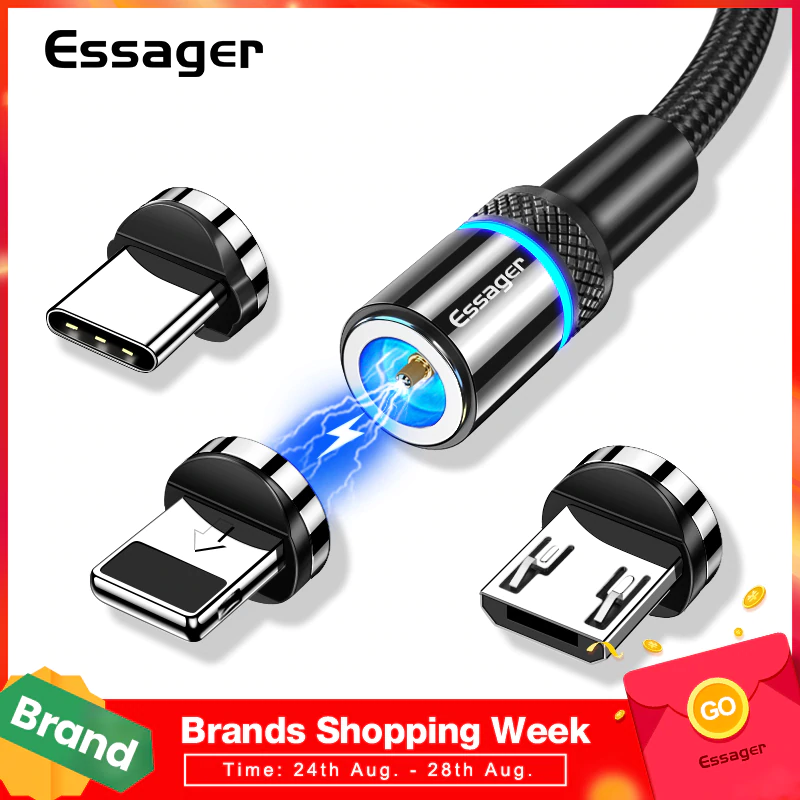 Essager магнитное зарядное устройство Micro USB кабель для iPhone samsung Android мобильный телефон провод для быстрого заряда шнур Магнит usb type C кабель
