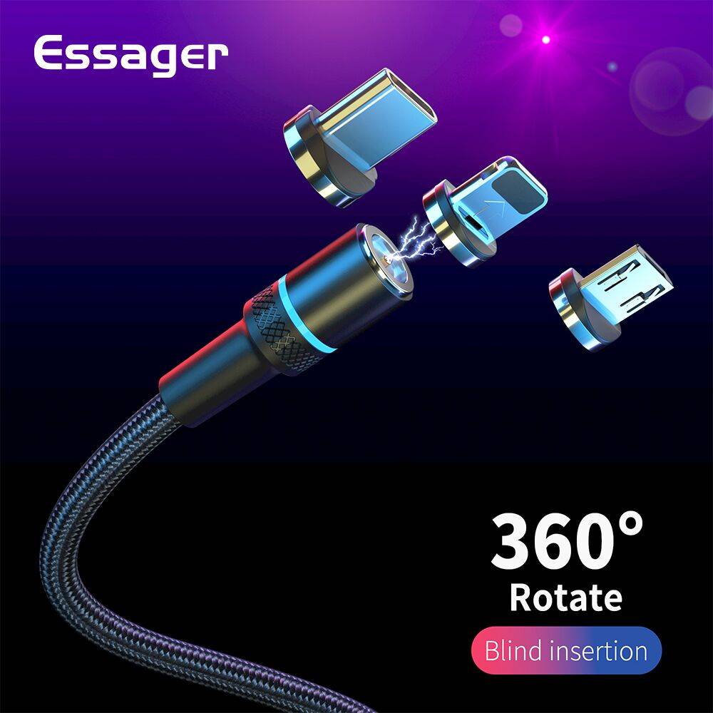 Магнитный usb-кабель Essager для быстрой зарядки, usb-кабель Type-C для iPhone, Xiaomi, мобильный телефон, магнитный Micro USB Type-C, зарядный кабель