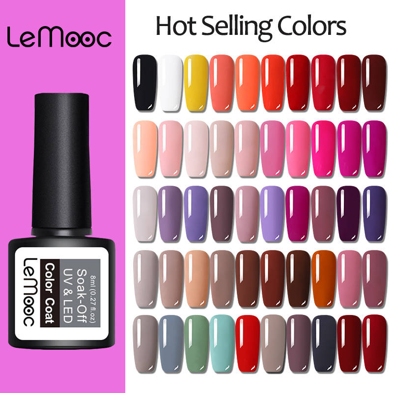 LEMOOC 8 мл Гель-лак для ногтей хит продаж цвета для впитывания полуперманентный Гибридный Гель-лак для ногтей