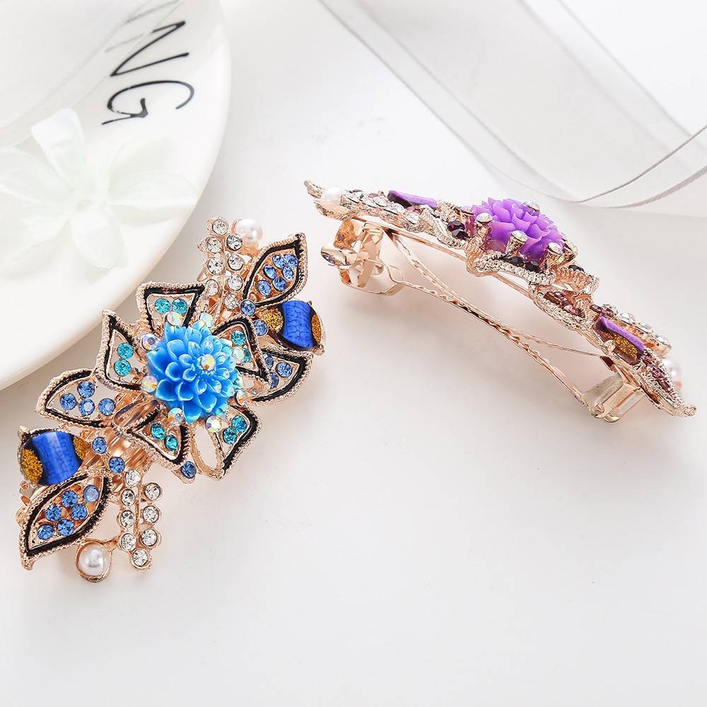 Шесть цветов Блестящий горный хрусталь лист цветок парики женские блестящий циркон шпильки подарок украшения для волос для девочек