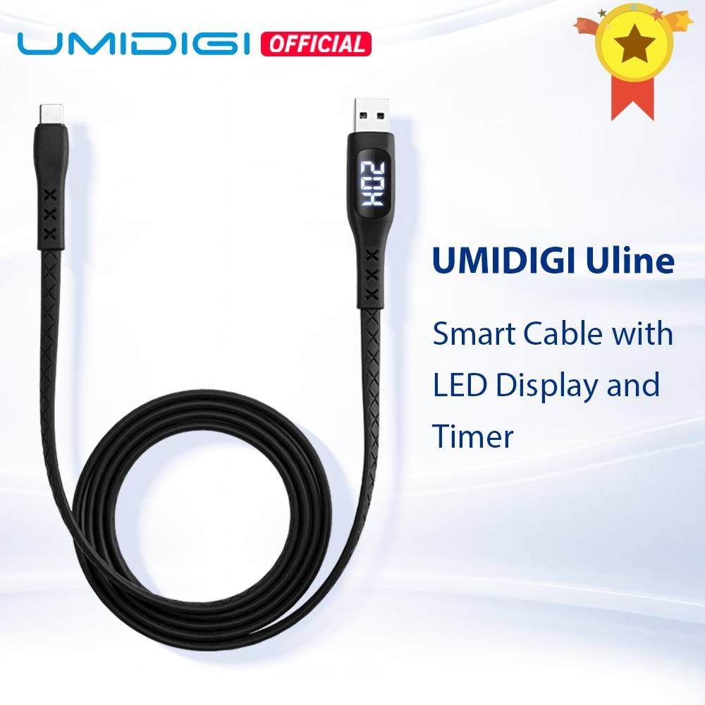 Кабель UMIDIGI Uline USB Type C со светодиодным таймером автоматического отключения питания для смартфонов UMIDIGI Xiaomi Huawei Samsung с быстрой зарядкой