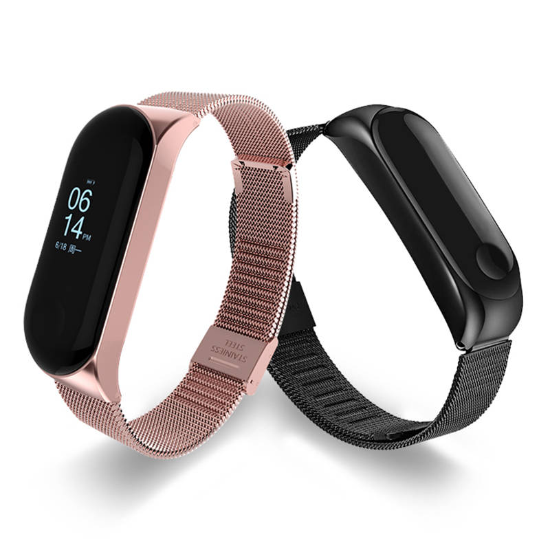 Модный браслет на запястье для Xiaomi Mi Band 3 MiBand 4 металлический браслет из нержавеющей стали ремешок на запястье опционально цвет