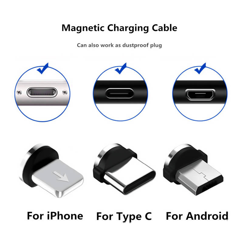 Магнитный кабель, штекер, USB кабель, адаптер для iPhone 8, USB C Micro Type C, вилки для Android, быстрая зарядка, USB зарядное устройство, шнур