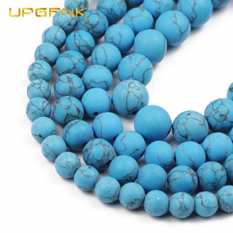 Бусины из натурального камня UPGFNK, матовые, светло-бирюзовые, круглые, свободные, для самостоятельного изготовления ювелирных изделий, браслетов, оптовая продажа, 6/8/10/12 мм