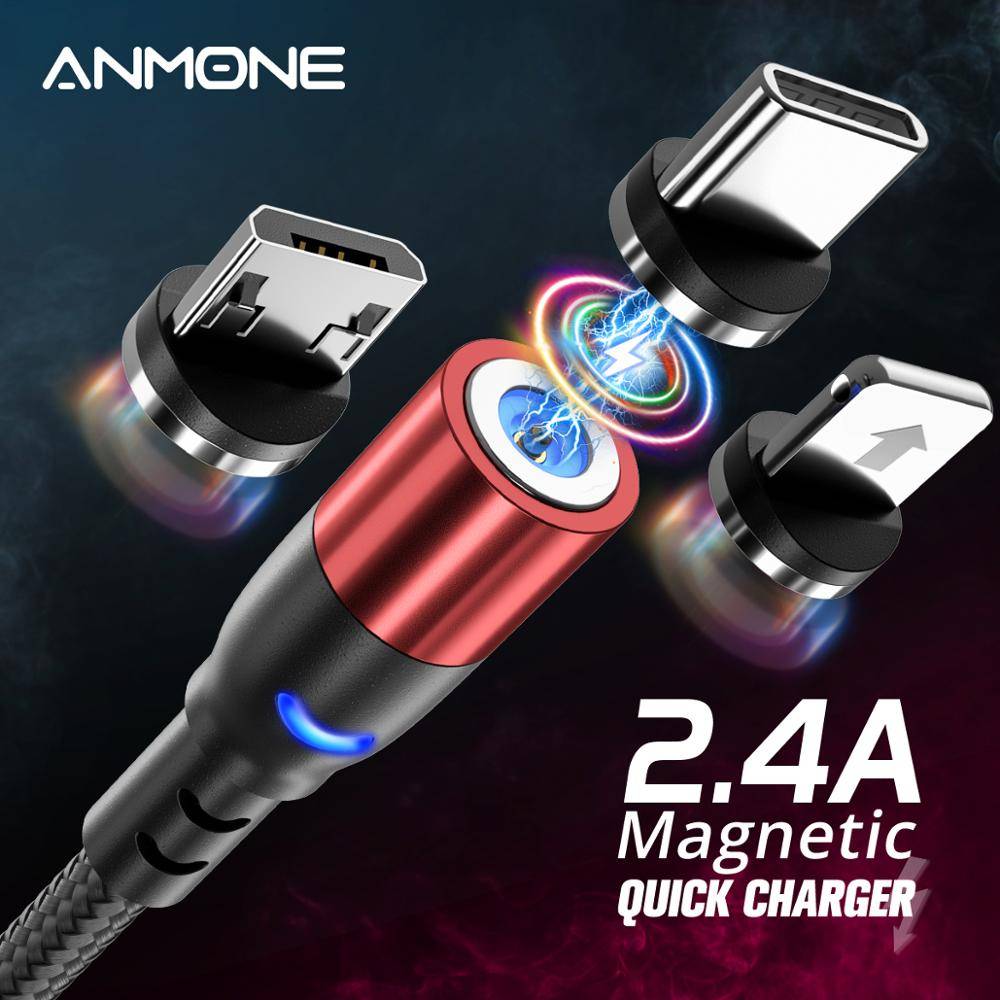 Магнитный кабель Micro USB anmon, кабель USB Type-c, провод для быстрой зарядки для Samsung, Huawei, Xiaomi, Redmi, Android, зарядный шнур USB C