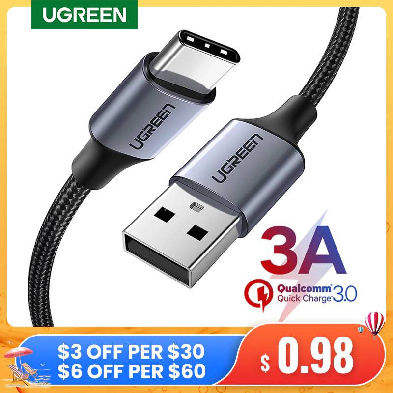 UGREEN Micro USB Type C кабель USB Type-C с функцией быстрой зарядный кабель USB Type-C 3A кабель для передачи данных для Samsung S7 S6 Примечание Мобильный телефон микро USB шнур провод