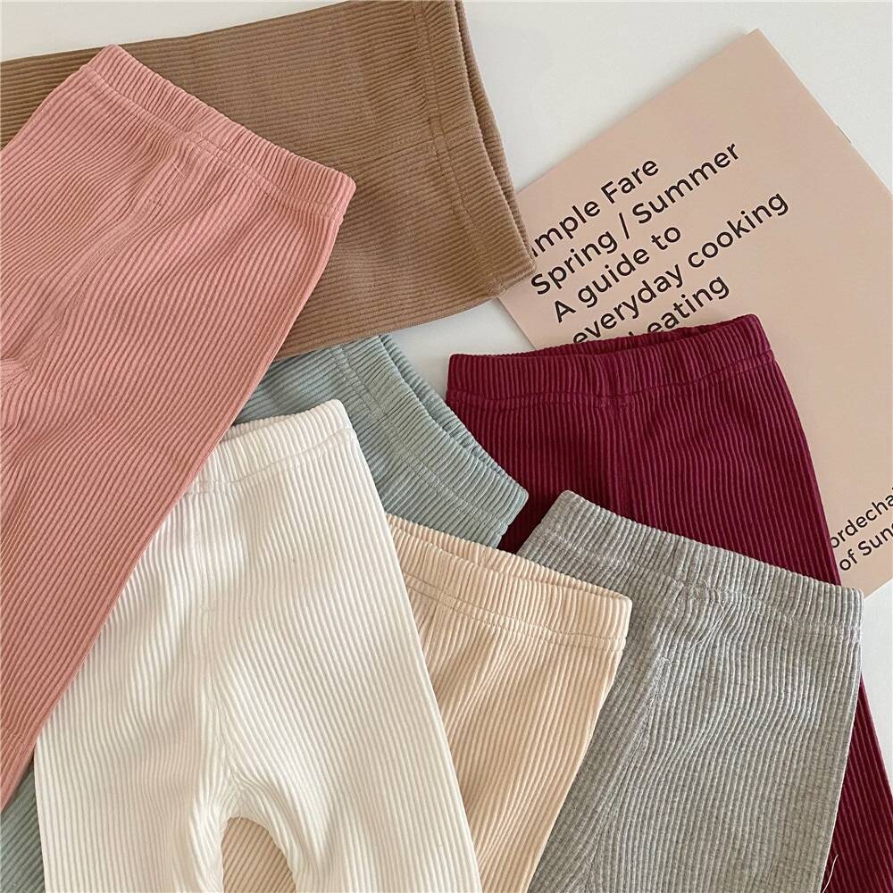 Осенние леггинсы для маленьких девочек, хлопковые леггинсы в рубчик для маленьких мальчиков, детские брюки в полоску, Детские повседневные брюки