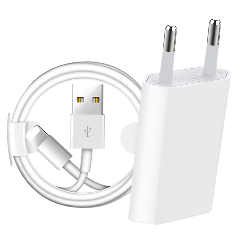 Комплект USB-кабеля для зарядки 1 м, 2 м, зарядное устройство USB с европейской вилкой для iPhone 6, 6S, 7, 8 Plus, X, XR, XS, 11 Pro Max, 5S SE, настенное зарядное устройство для телефона, кабель для передачи данных