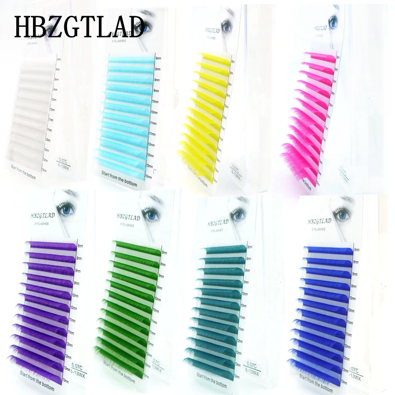 HBZGTLAD новый бренд C/D curl 0,07/0,1 мм 8-13 мм Смешанная Длина накладные ресницы индивидуальные цветные ресницы накладные ресницы