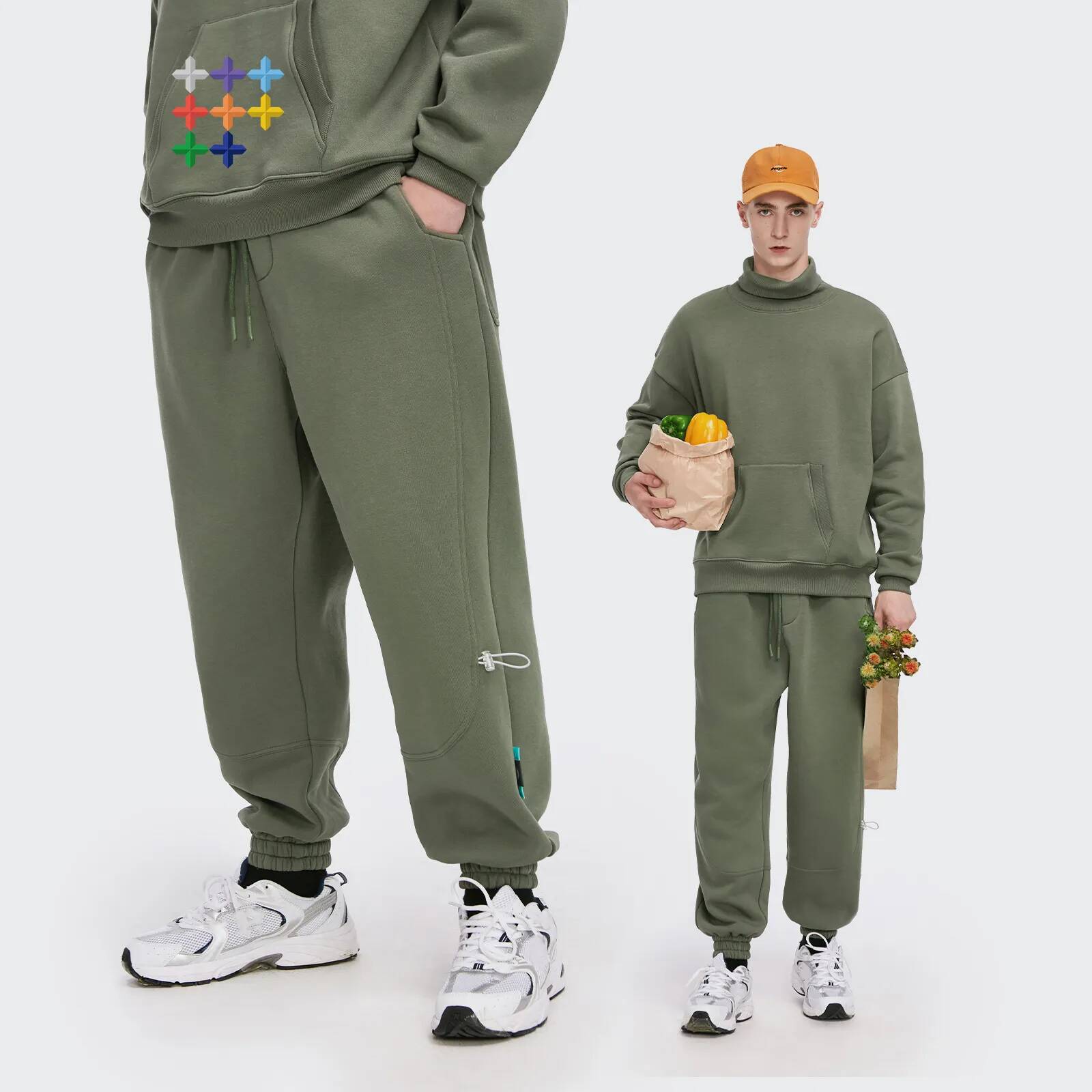 INFLATION Solid Loose Fit Мужские Спортивные штаны Зимние теплые флисовые штаны для бега унисекс с эластичной резинкой на талии спортивные штаны 3206W20