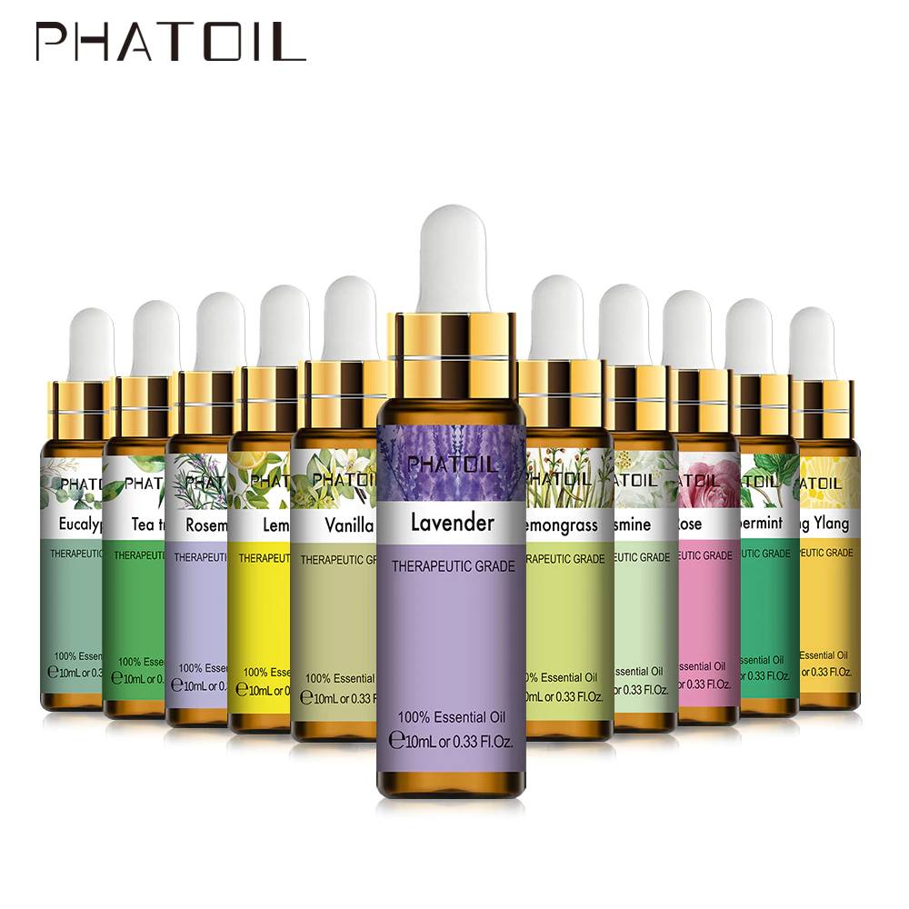 PHATOIL 10 мл с пипеткой Лаванда эвкалипт ваниль чистые натуральные эфирные масла Розовый жасмин иланг диффузор ароматическое масло