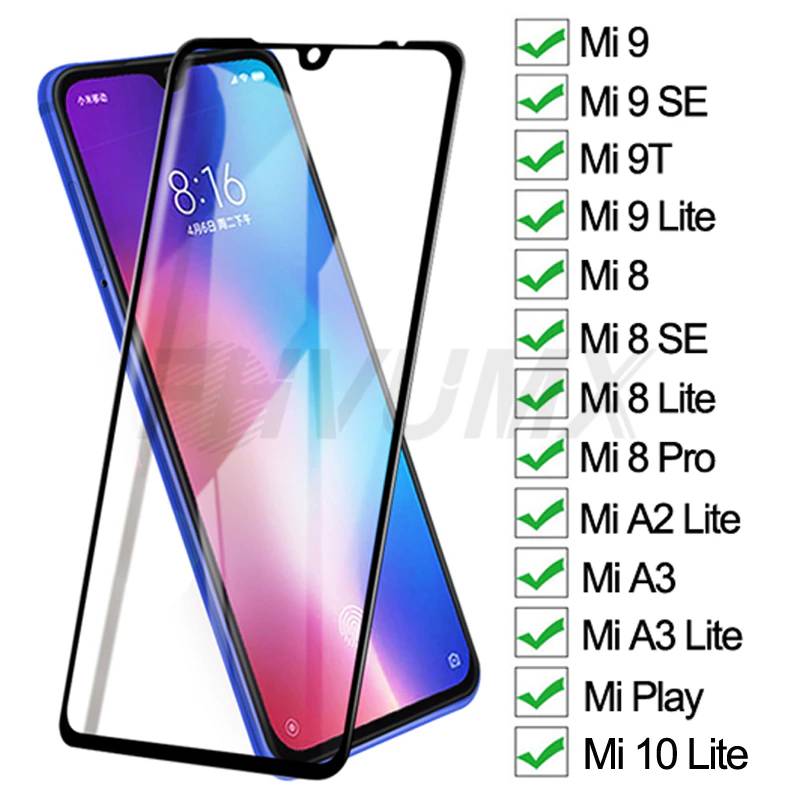 Защитное стекло 15D для Xiaomi Play Mi 9 10 Lite, закаленное защитное стекло для Mi 8, 9 SE, A3, A2 Lite, Mi8 Pro, защитная стеклянная пленка, чехол