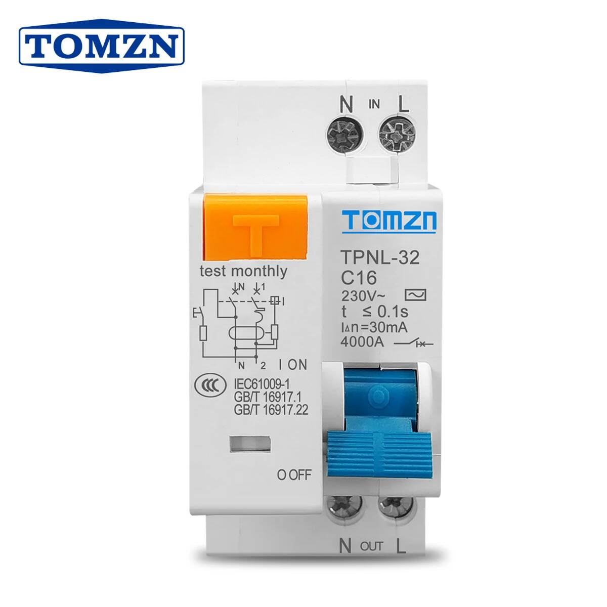 TOMZN TPNL DPNL 230В 1P+N остаточного тока автоматический выключатель